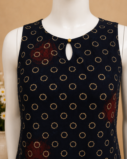 Beige Cotton Shirt Dress with Printed Border (Copy)