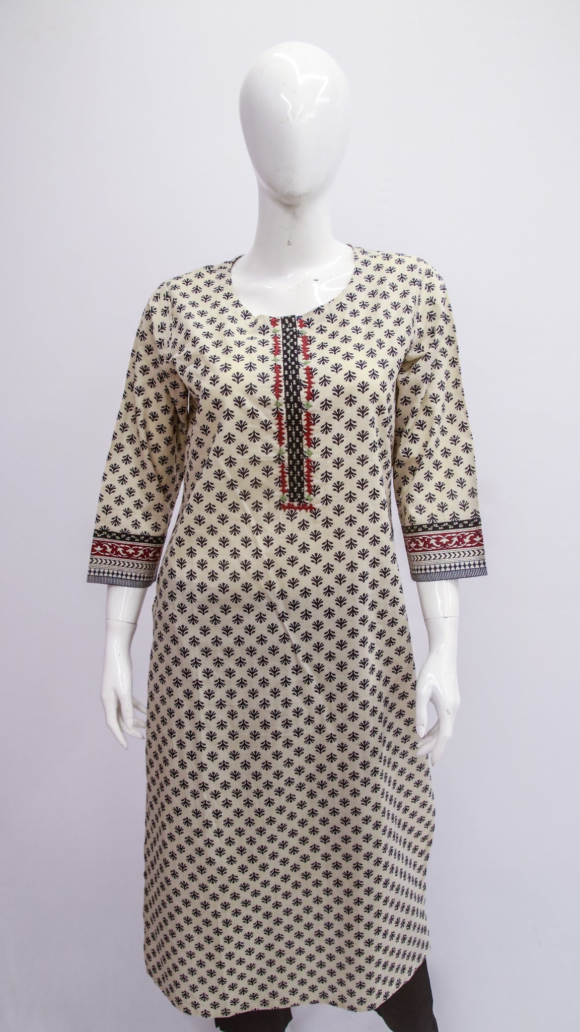 White Ajrak Kurti