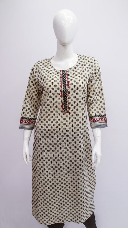 White Ajrak Kurti