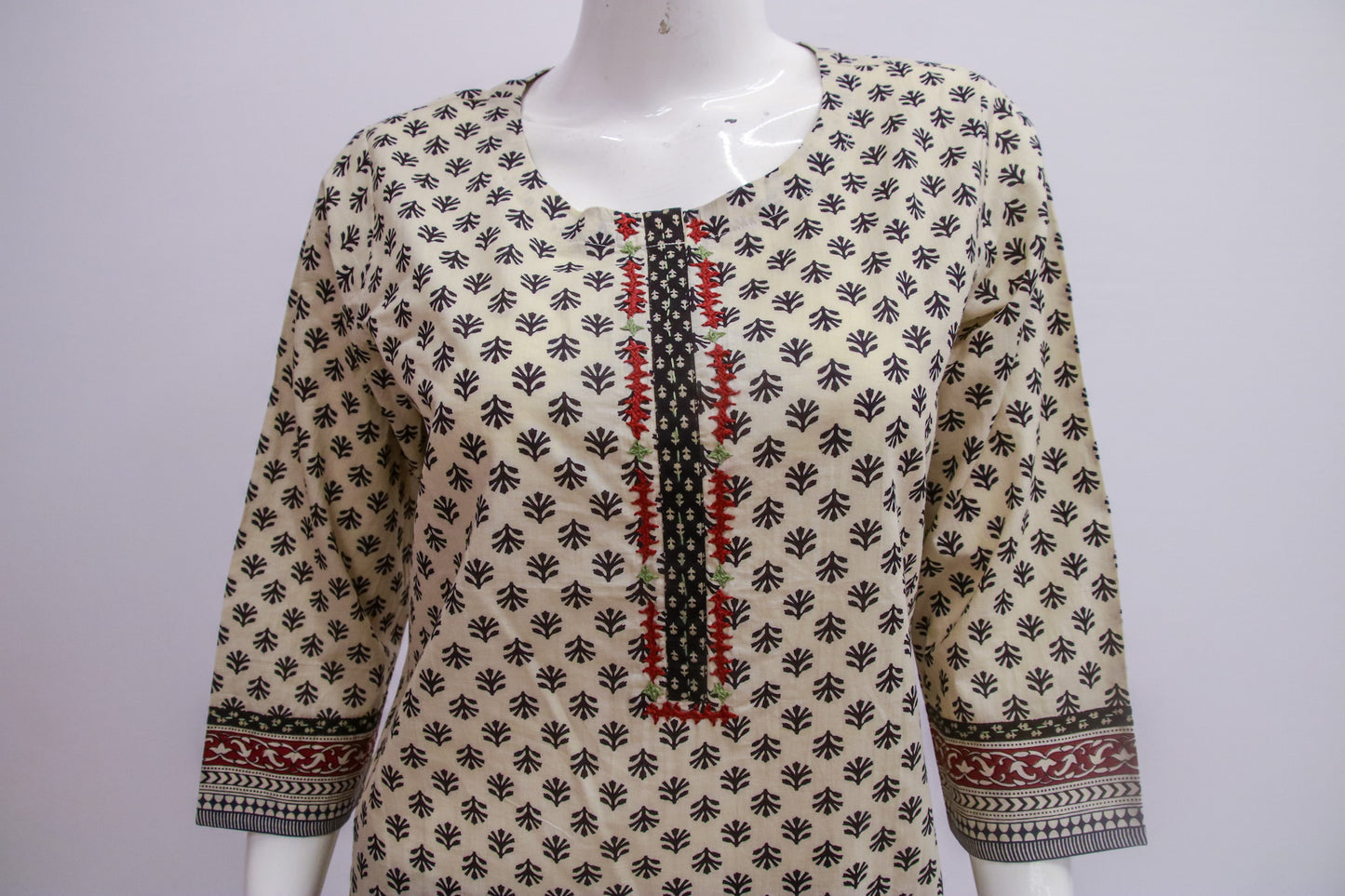 White Ajrak Kurti