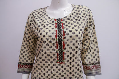 White Ajrak Kurti