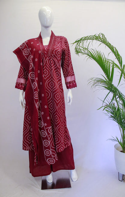 Cotton A-Line Palazzo Dupatta Set