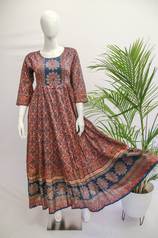 Cotton Ajrakh Gown