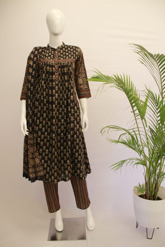 Cotton Black Dupatta Set (GJ)