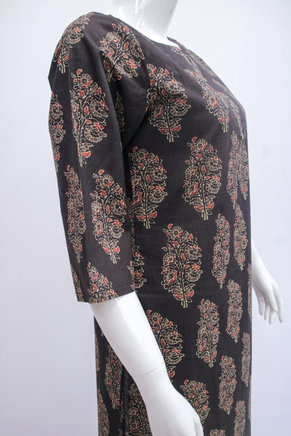 Cotton Black Floral Kurti