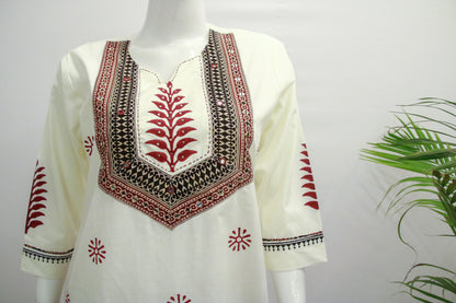 Cotton Black White Dupatta Set