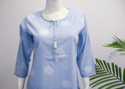 Cotton Blue Top & Pant Set