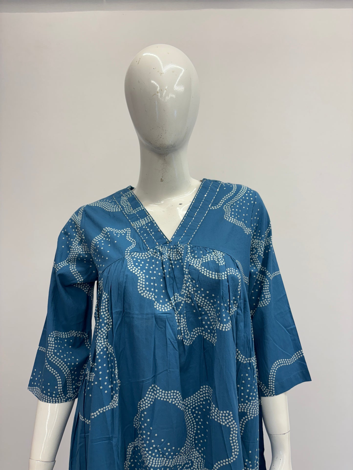 Cotton Dark Blue Floral Dress
