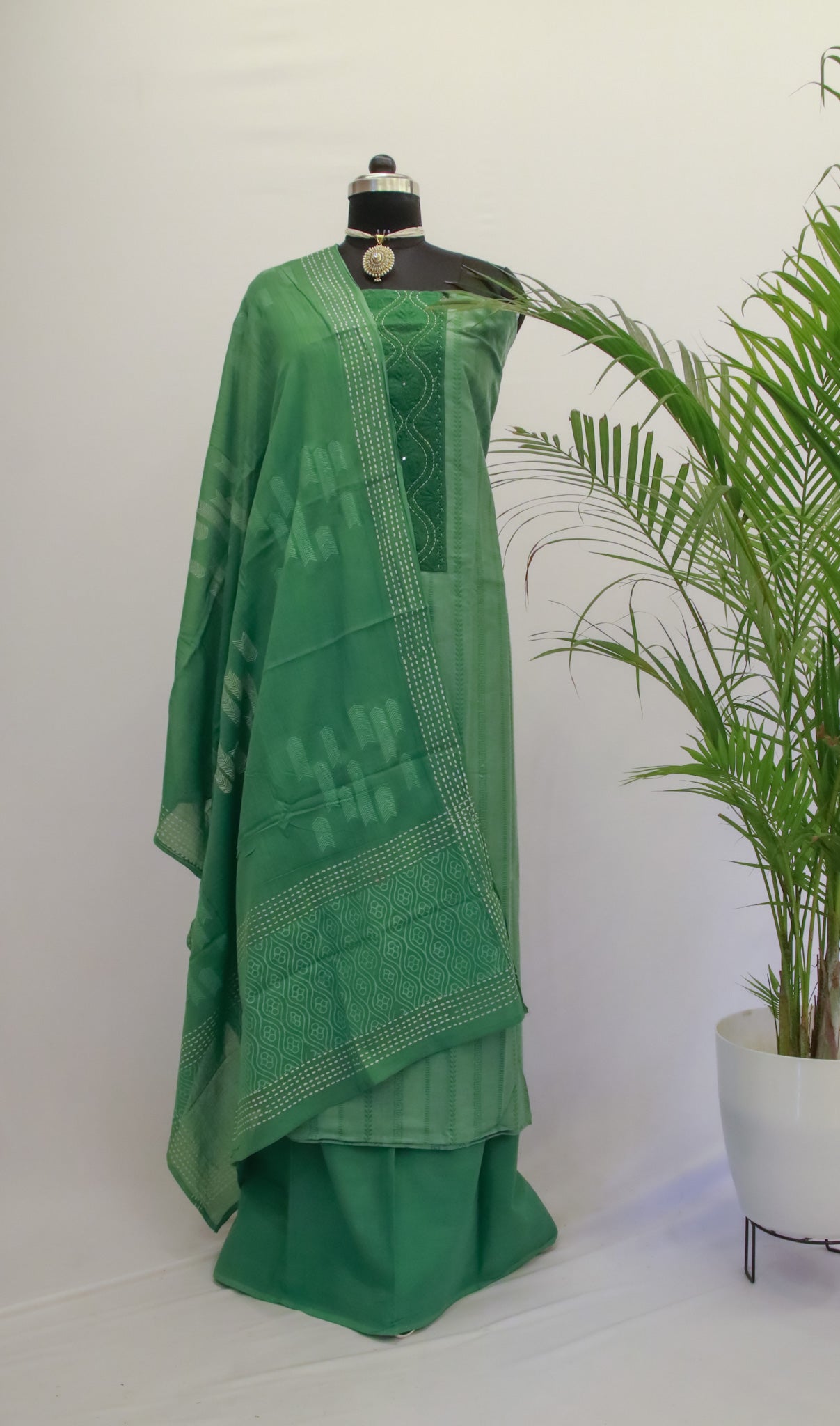 Cotton Dress Material - Green