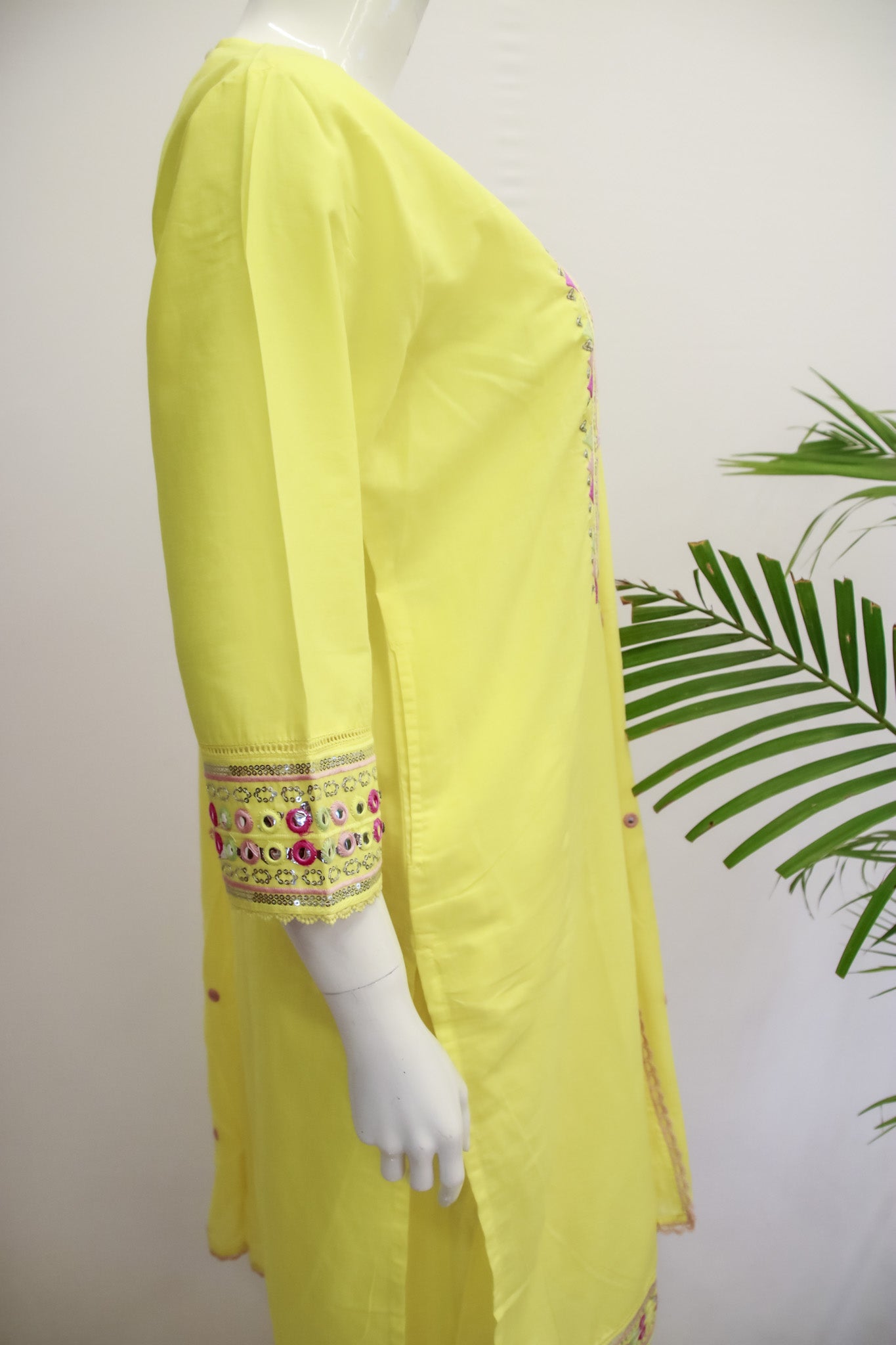 Cotton Light Yellow Dupatta Set