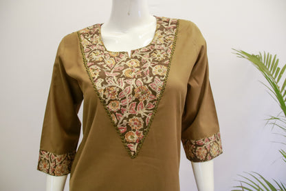 Cotton Mehndi Green Dupatta Set