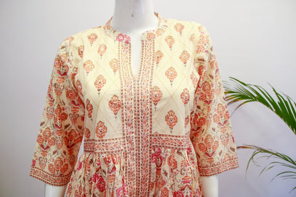 Cotton Orange Anarkali Dupatta Set