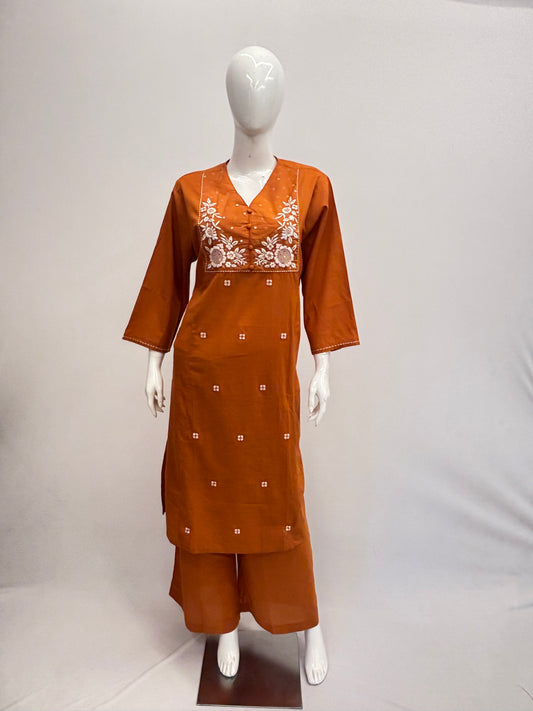 Cotton Orange  Top and Pant Set
