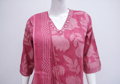 Cotton Pink Bandhini Dupatta Set