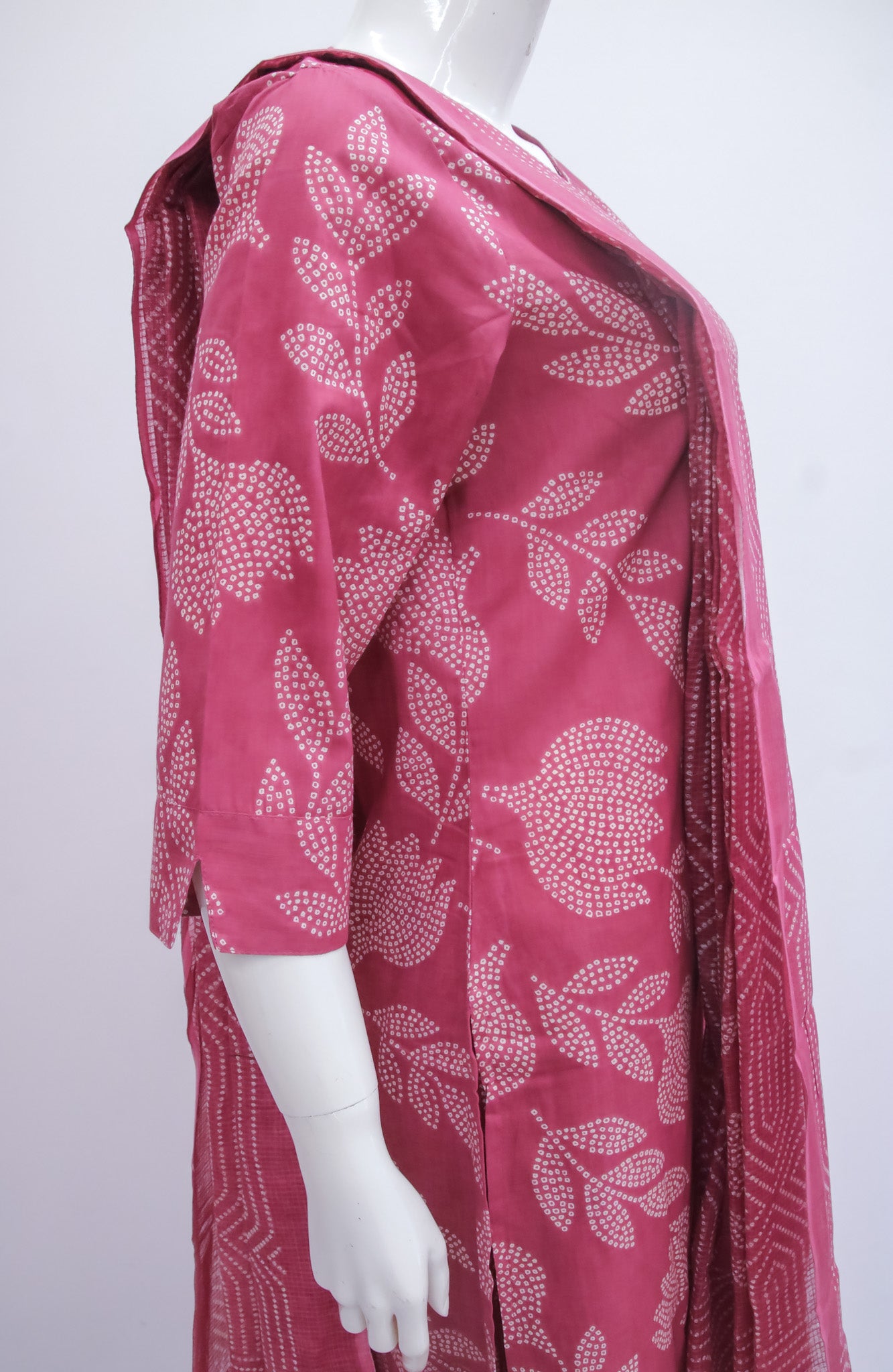 Cotton Pink Bandhini Dupatta Set