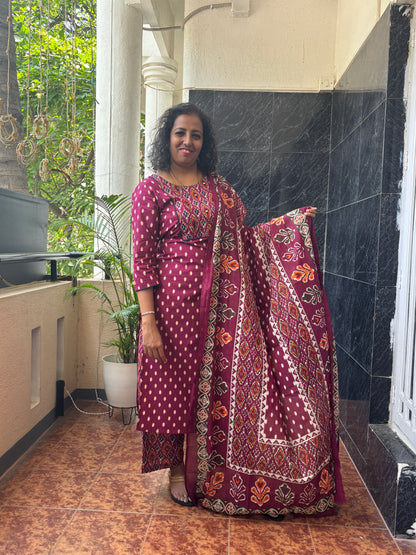 Cotton Pink Dupatta Set