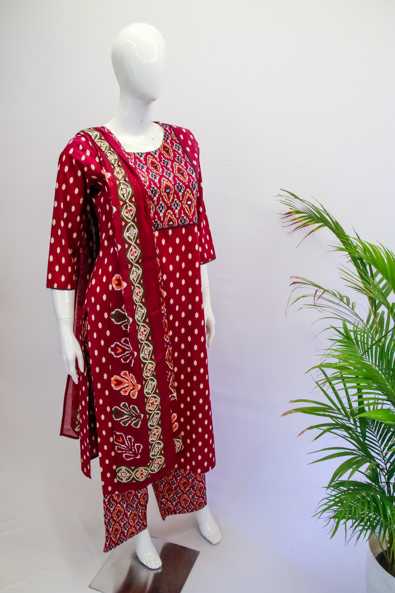 Cotton Pink Dupatta Set