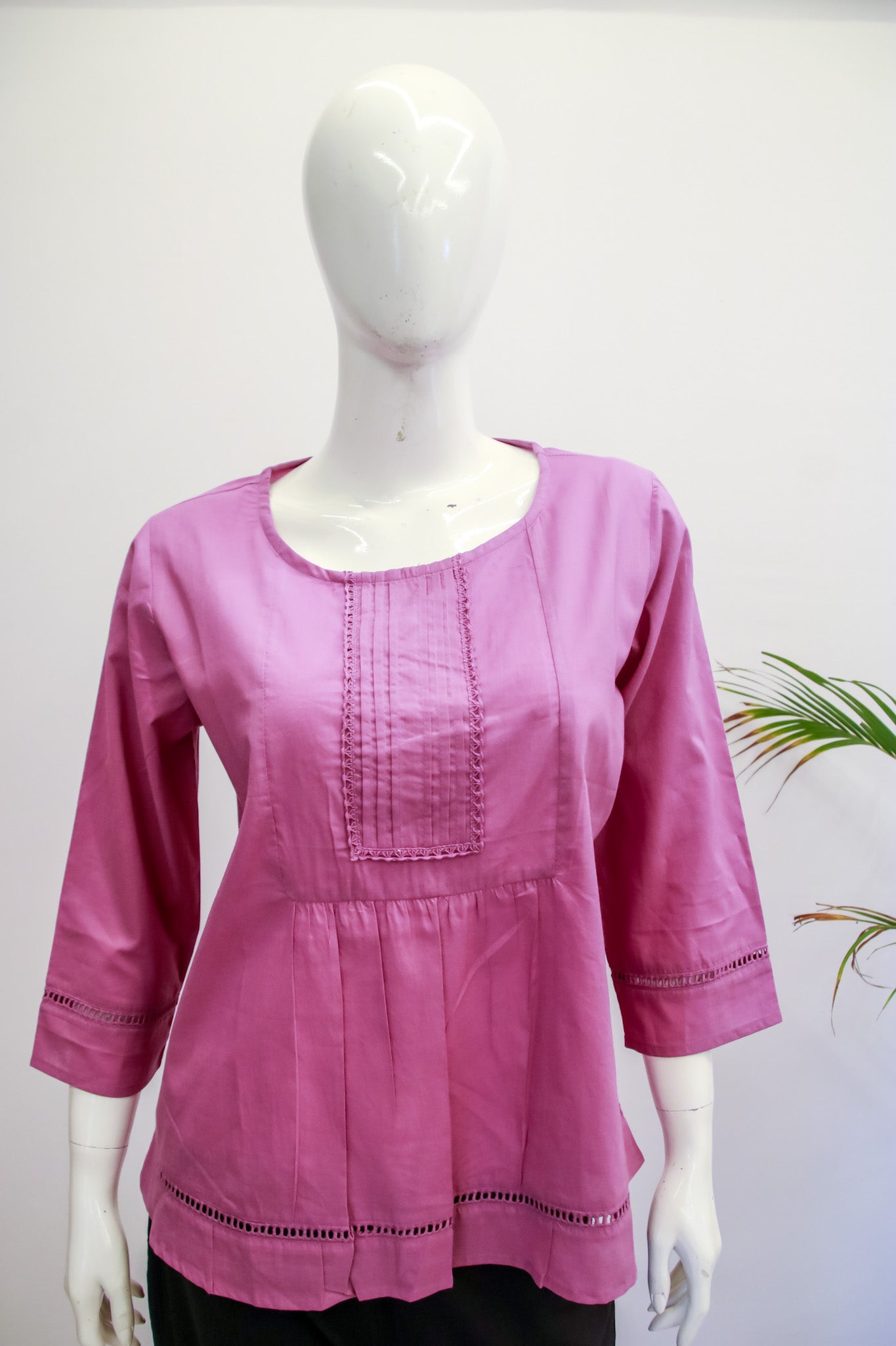 Cotton Pink Plain Short Top