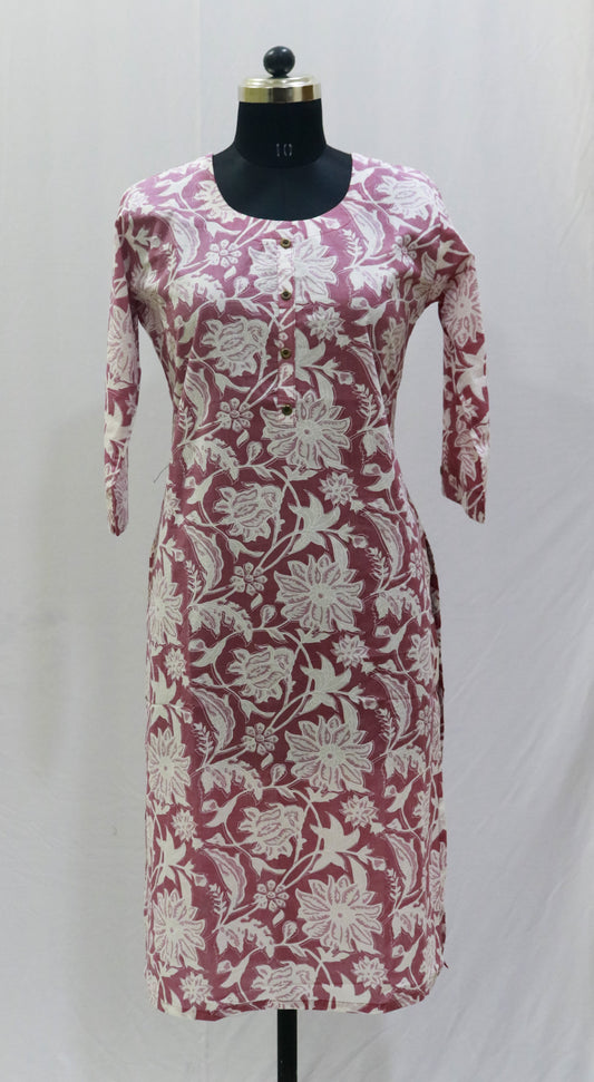 Cotton Pink Printed Kurti