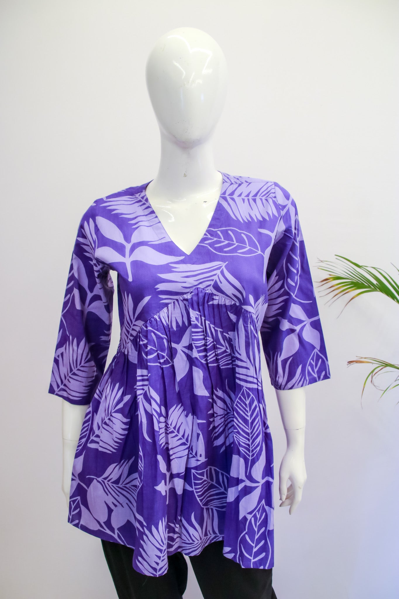 Cotton Purple Floral Short Top