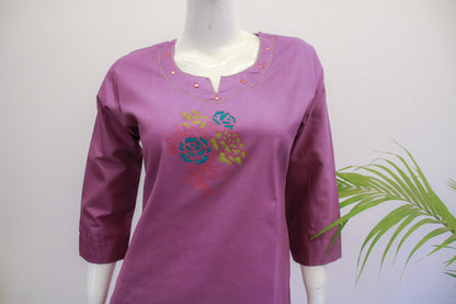 Cotton Purple Top and Pant Set