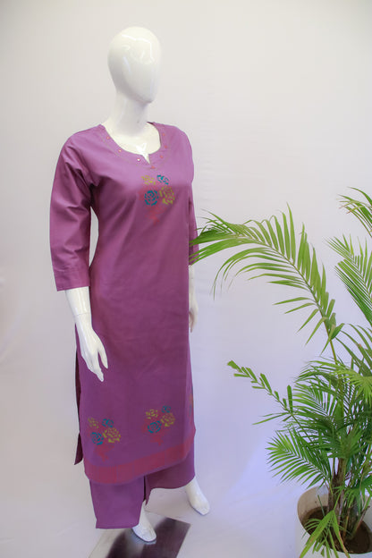 Cotton Purple Top and Pant Set