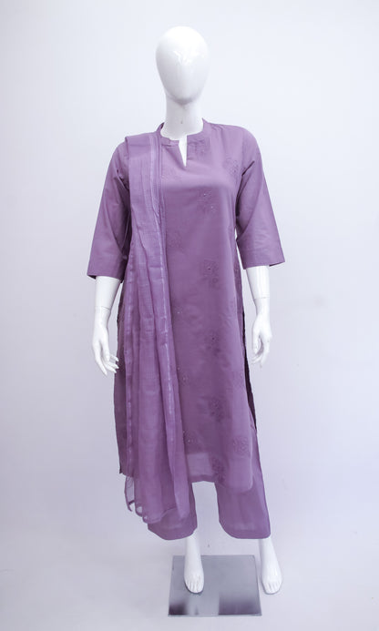 Cotton Purple dupatta set