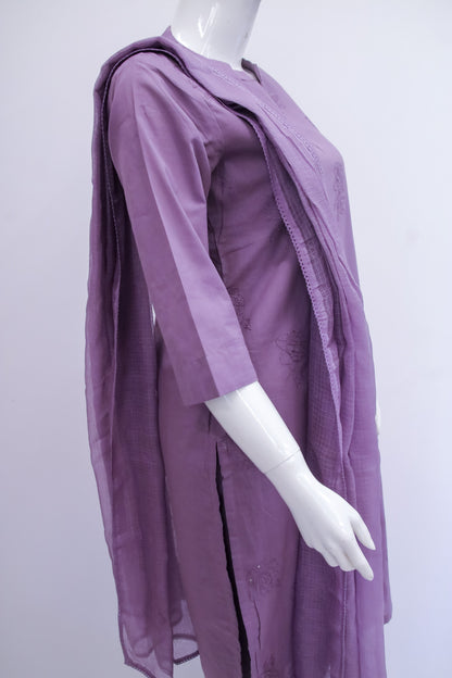 Cotton Purple dupatta set