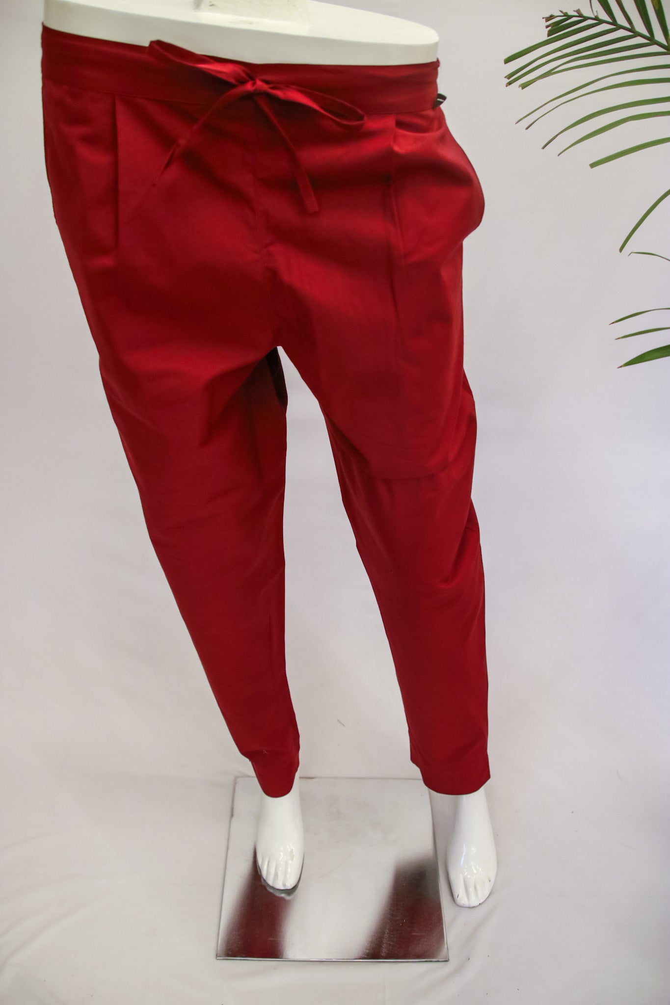 Cotton Red Straight Pant