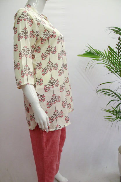 Cotton White Floral Top