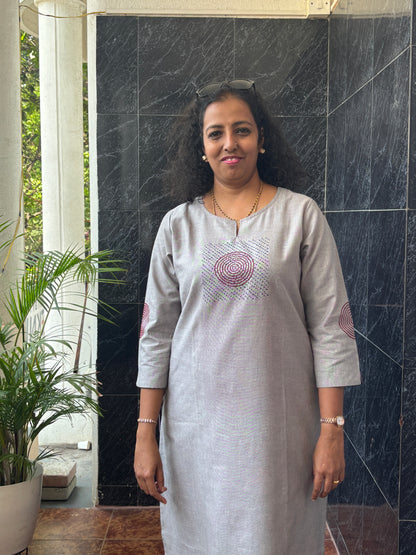 Cotton Grey & Blue Top Pant Set