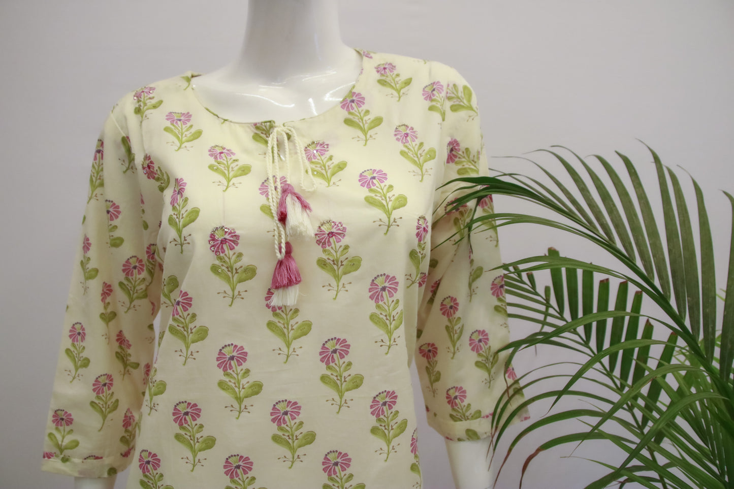 Cotton White Floral Dupatta Set