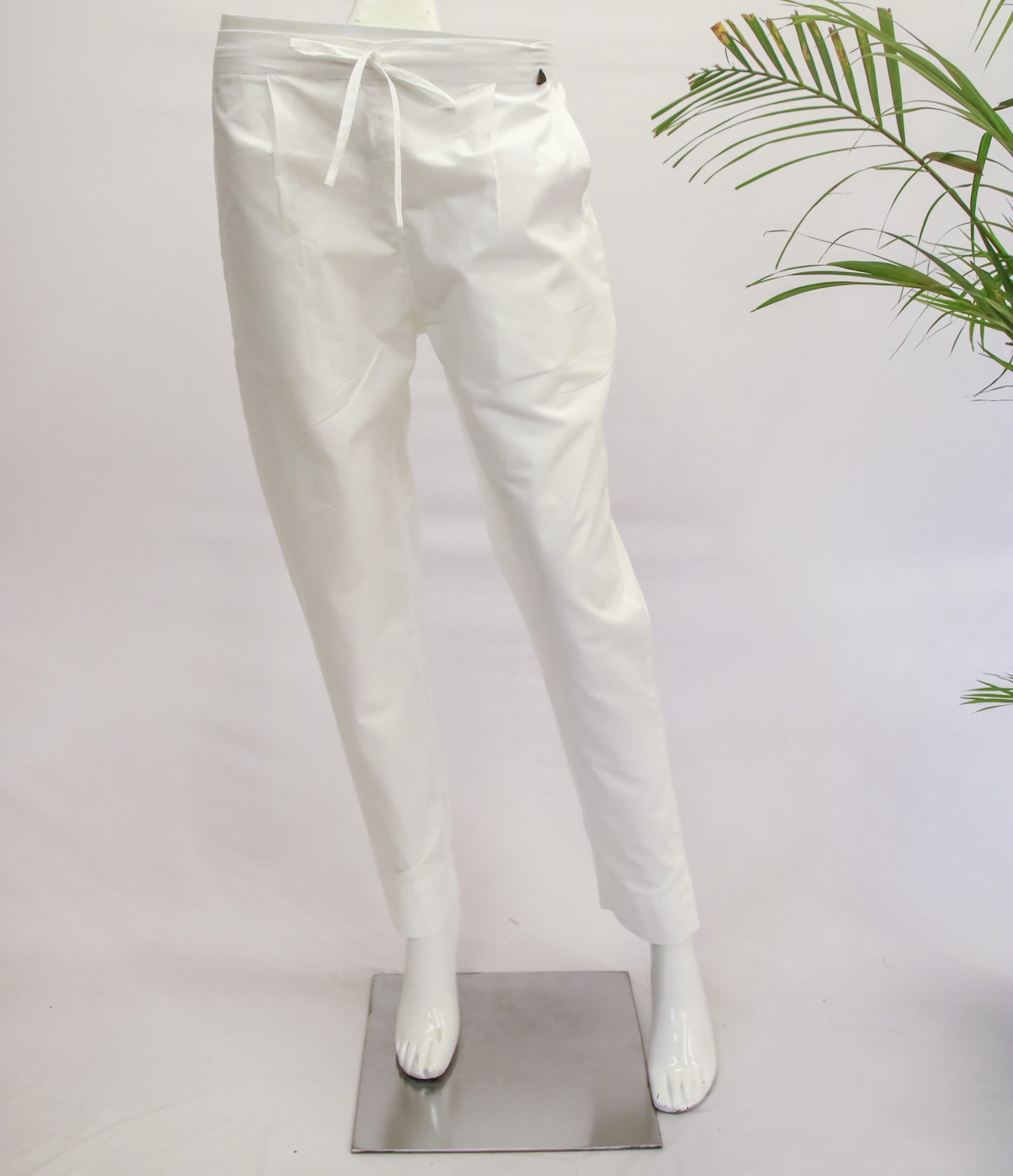 Cotton White Straight Pant