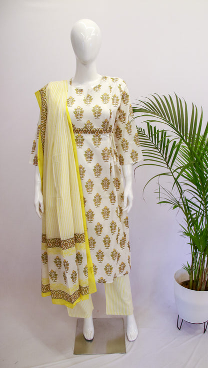 Cotton Floral Dupatta Set