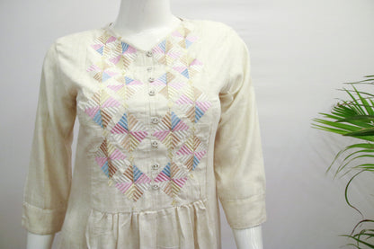 Cream Khadi Top and Pant Set