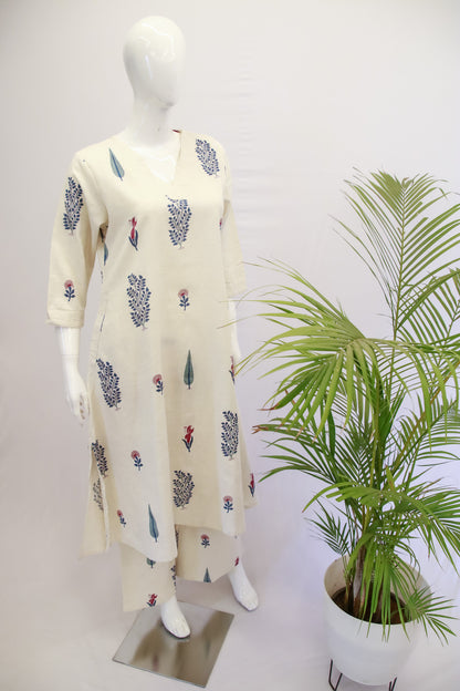 Cream and Blue Top and Pant