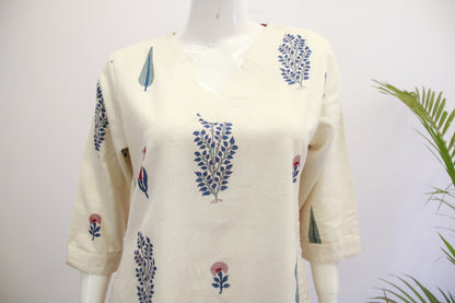 Cream and Blue Top and Pant