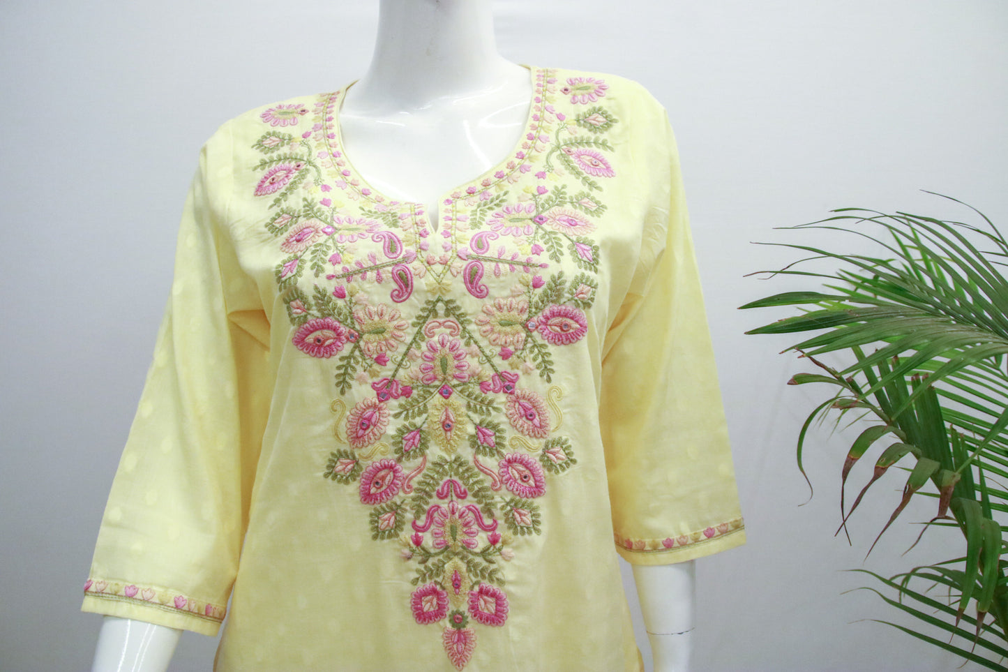 Dobby Cotton Yellow Dupatta Set