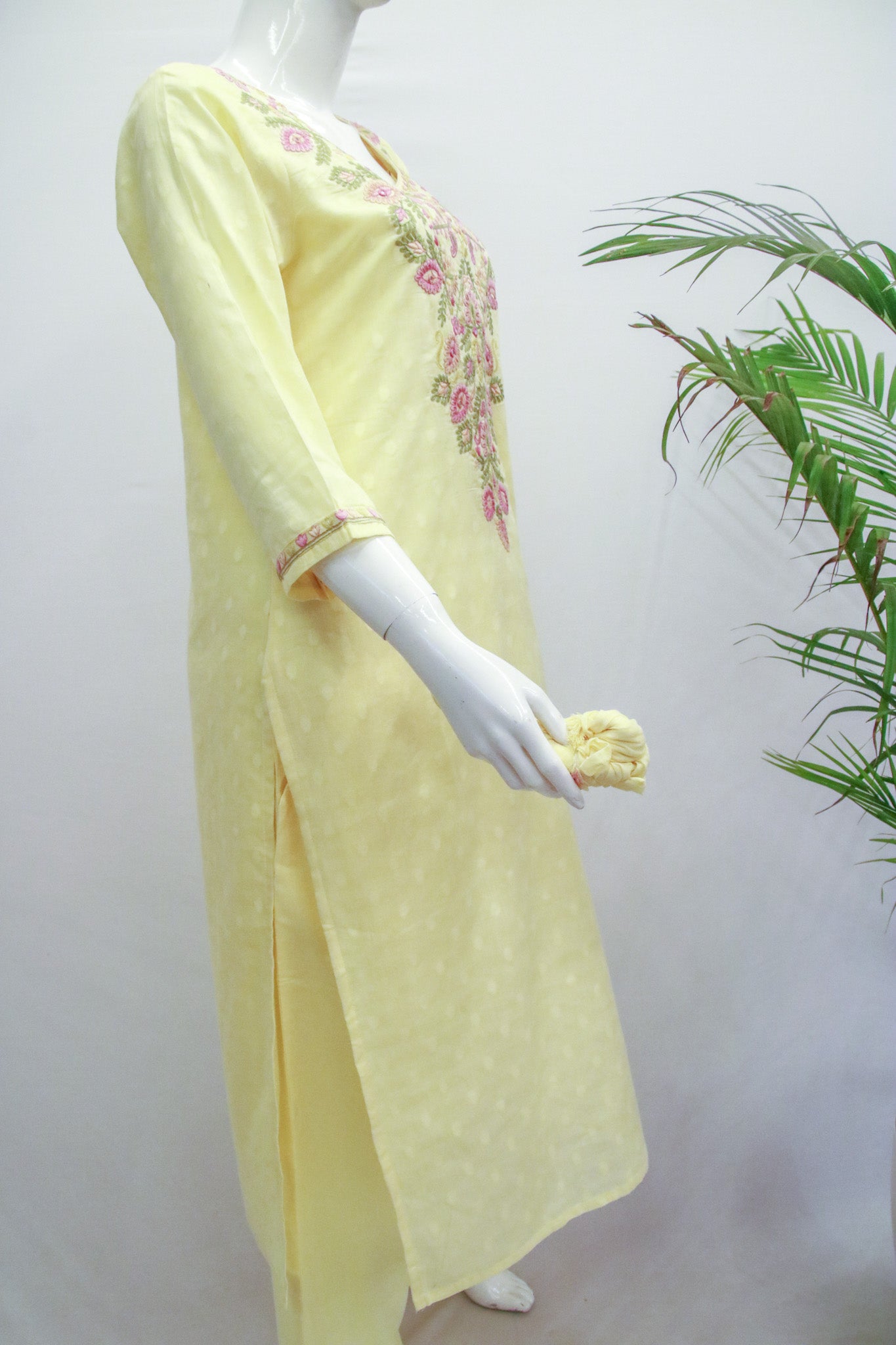 Dobby Cotton Yellow Dupatta Set