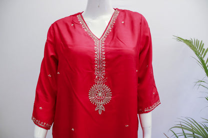 Dola Silk Red Dupatta Set