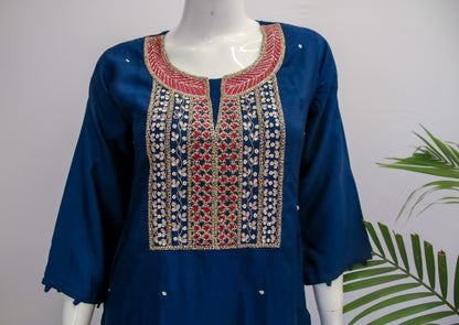 Dola Silk Blue Dupatta Set