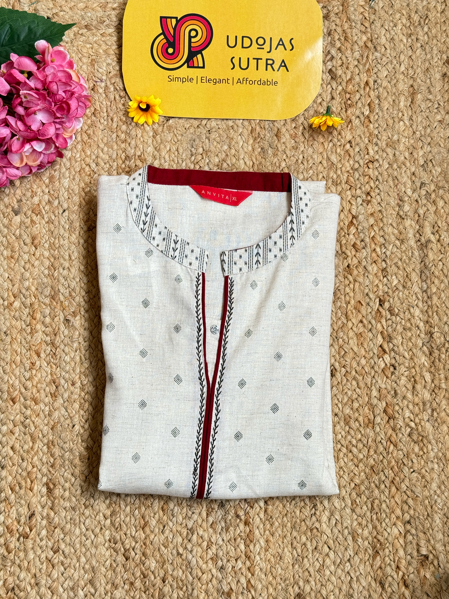 Flex Cotton Cream Kurti