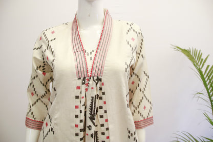 Flex Cotton Cream Top and Pant Set