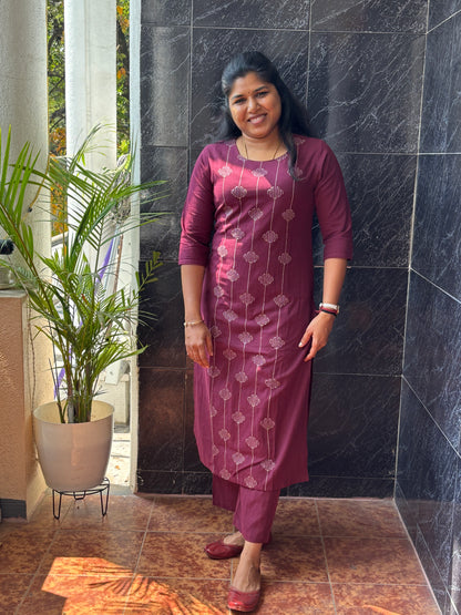 Flex Cotton Maroon Top and Pant Set