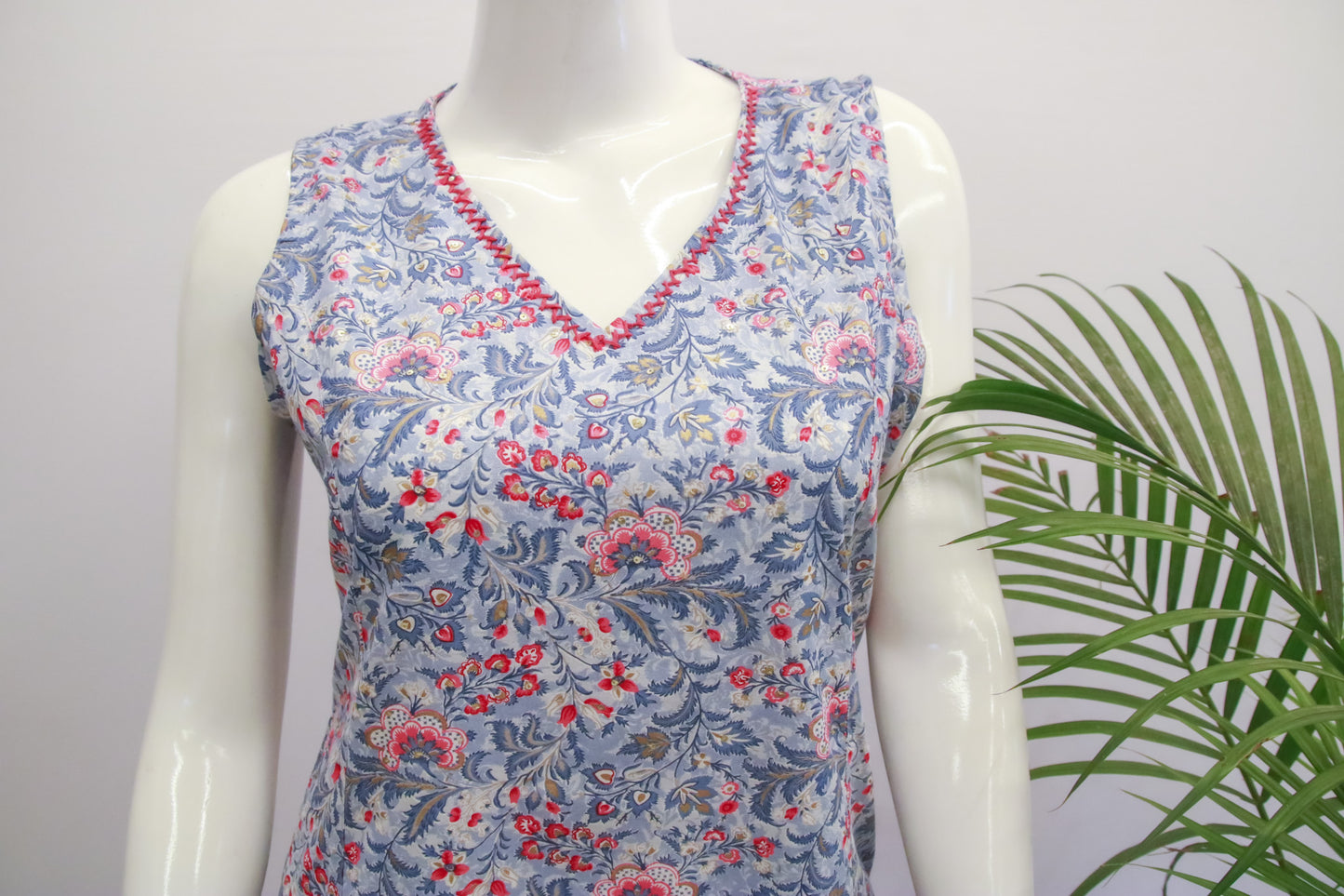 Cotton Blue Sleeveless Top and Pant