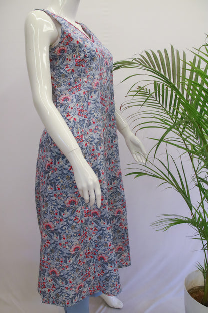 Cotton Blue Sleeveless Top and Pant