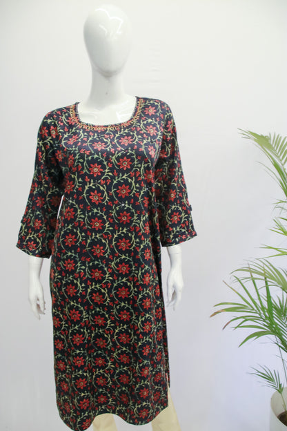 Gajji Silk Dark Green Kurti