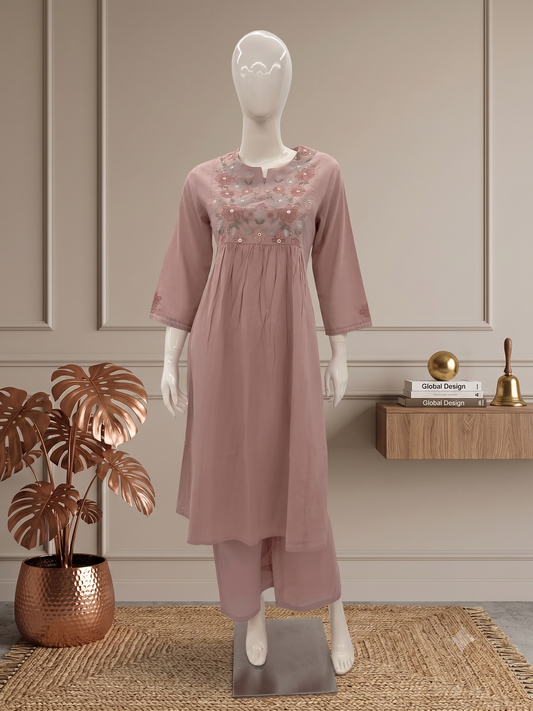 Pink Cotton Top and Pant Set