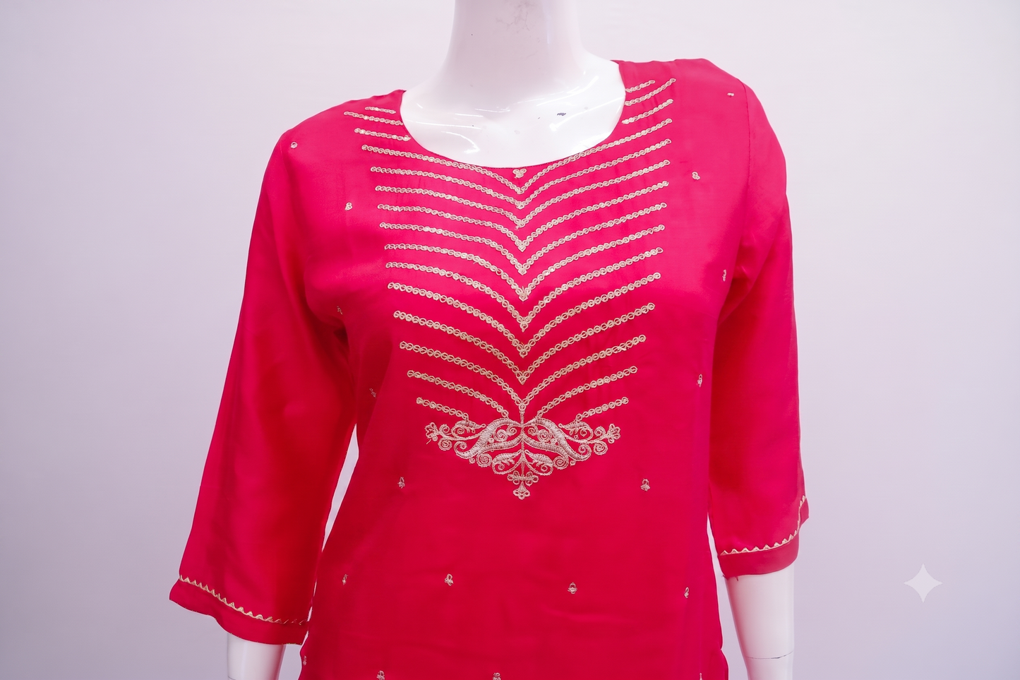 Rani Pink Dola Silk Kurta Pant Dupatta Set