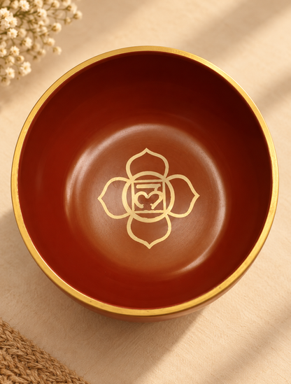 Red  Chakra Singing Bowl with Wooden Mallet and Cushion – 4.5 Inch (Copy)